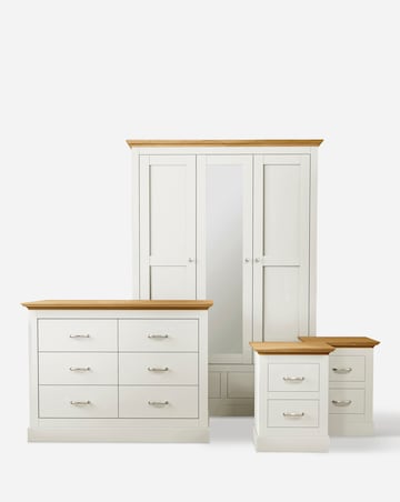 Julipa Ashford 4 Piece Package (2 x Bedside, 6 Drawer Chest, 3 Door Wardrobe)