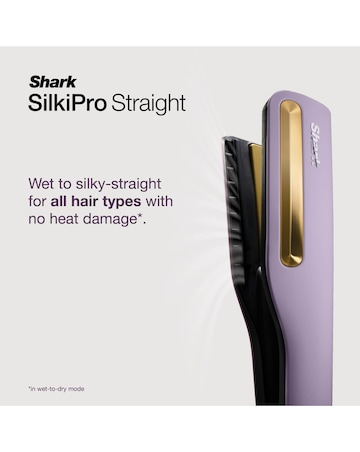 Shark SilkiPro Straight Hair Straightener + Dryer in One Tool HT401UKPU Purple