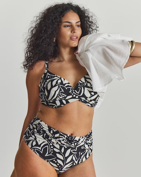 MAGISCULPT Medium Control Floral Twist Front High Waist Bikini Bottoms
