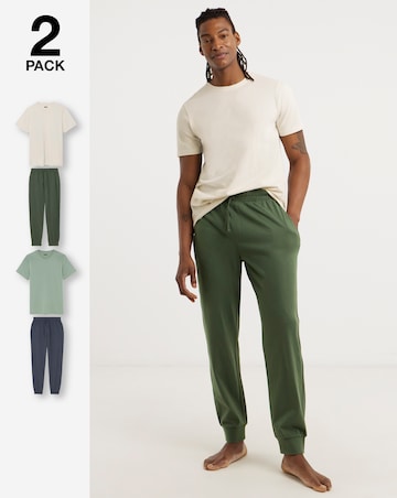 2 Pack T-Shirt And Cuffed Hem PJs