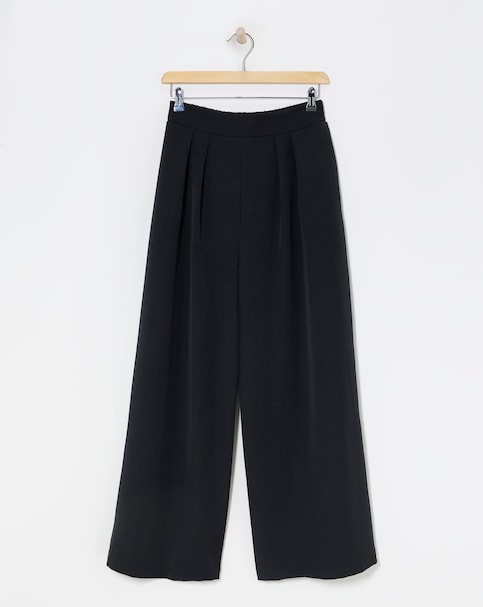 Flounce London Black Wide Leg Tailored Trousers