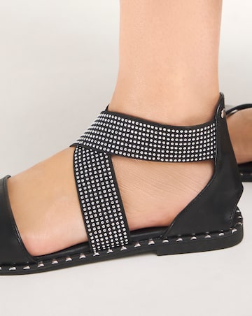 Jade Stretch Cross Flat Sandals Extra Wide EEE Fit Simply Comfort