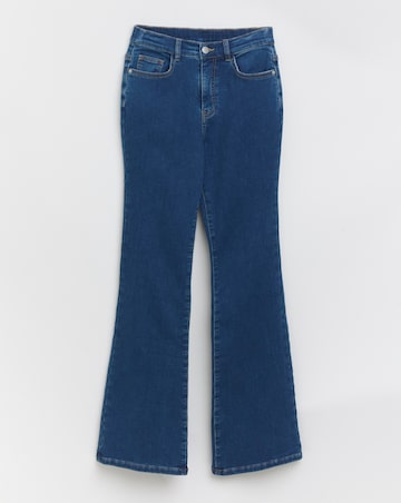 Indigo Fleece Lined Cosy Warm Feel Stretch Flare Leg Jeans