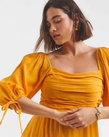 Simply Be Yellow Crinkle Soft Volume Midi Dress