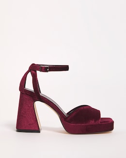 Emi Velvet Platform Heeled Sandals - Extra Wide Fit (EEE)