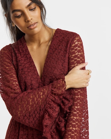 Burgundy Lace Skater Dress