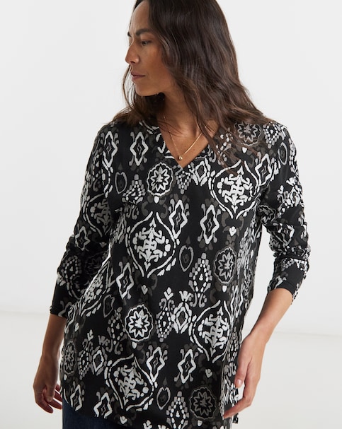 Mono Print Long Sleeve Slouch T-Shirt