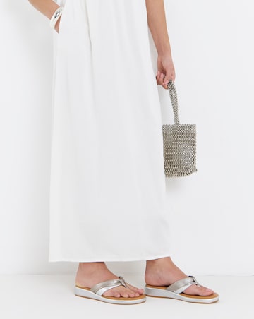 Valencia Leather Toe Post Low Wedge Sandals - Extra Wide Fit (EEE)