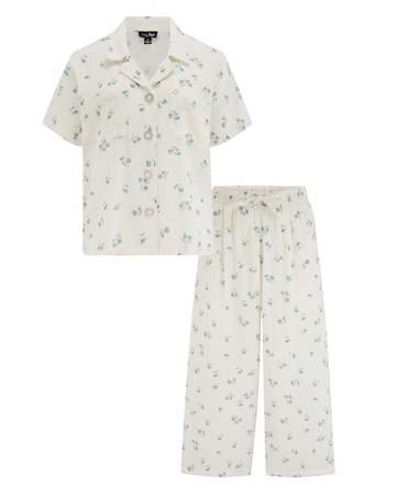 Pour Moi Cloth Revere Collar Shirt And Cropped Trousers PJ Set