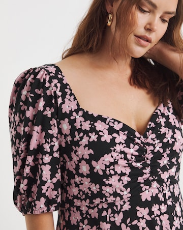 Simply Be Supersoft Floral Print Sweetheart Neck Midi Dress