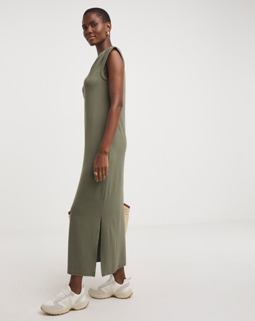Soft Touch Jersey Midi Dress With Zip Front