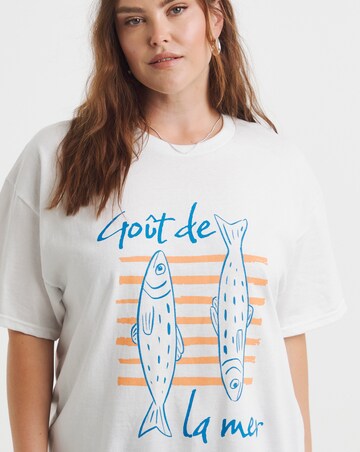 Simply Be White Sardines Slogan T-Shirt