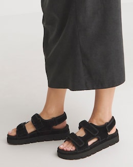 Simply Be Tyla Strappy Suede Touch and Close Sandals - Extra Wide Fit (EEE)