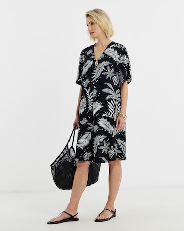 Linen Metal Trim Tunic Dress