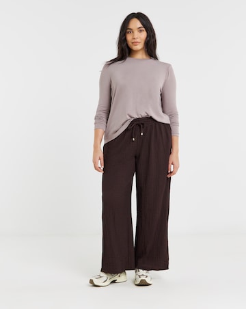 Chocolate Jersey Textured Wide Leg Trousers