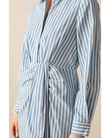Ro&Zo Ruched Striped Shirt Dress