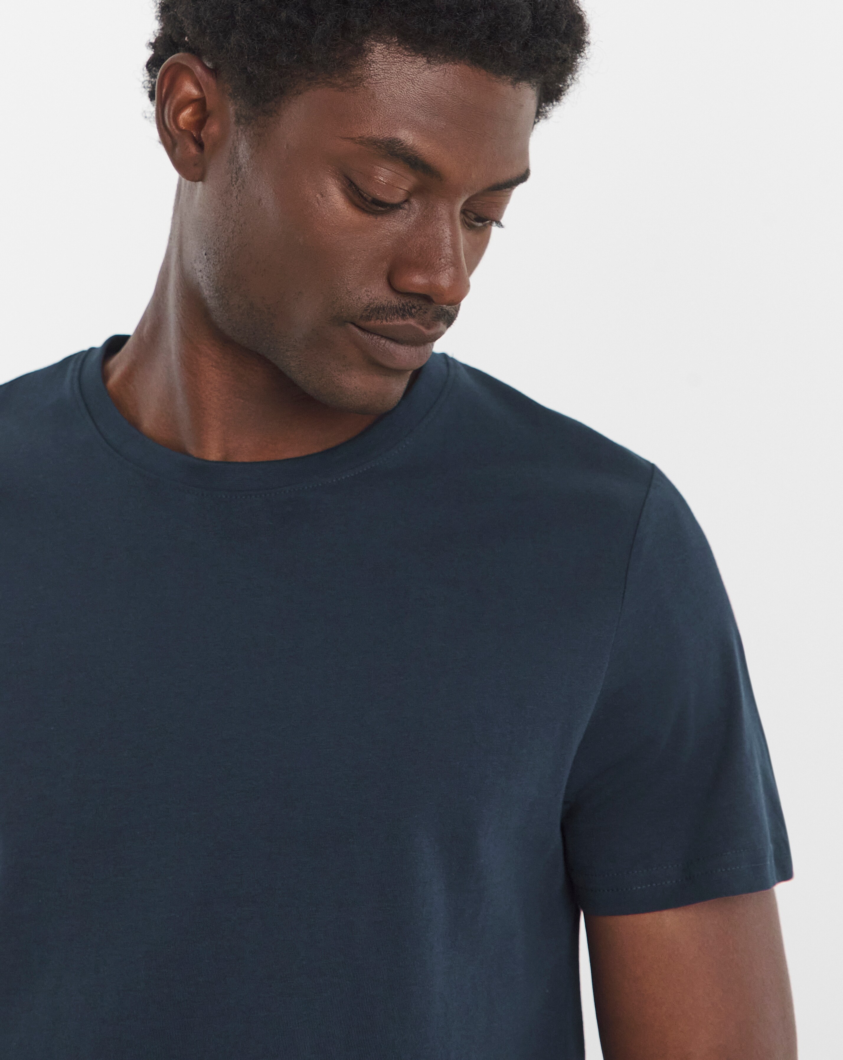 Pure Cotton Crew Neck T-Shirt- Navy