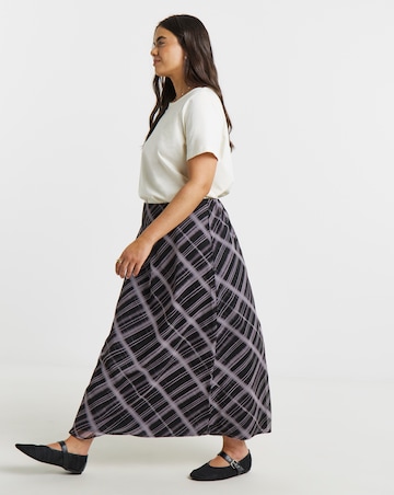 Simply Be Mono Check Chiffon Midaxi Skirt