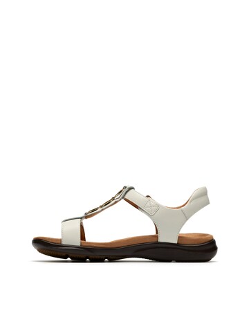 Clarks White Kitly Gem Leather Sandals - Wide Fit (E)