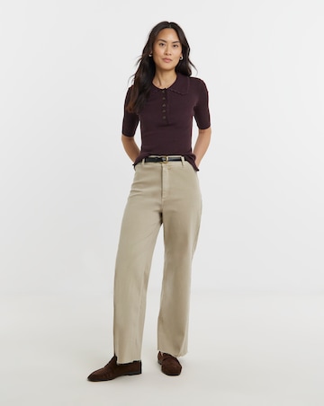 Ribbed Knit Polo Jumper