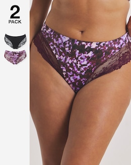 Pretty Secrets (2 Pack) Adrianne Midi Knickers Animal Print/Black