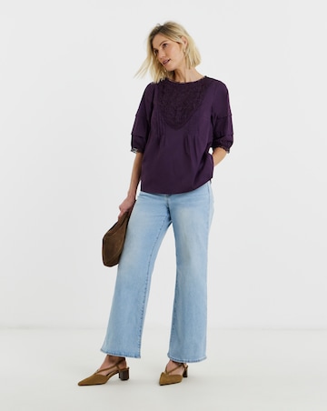 Broderie Insert Short Sleeve Top