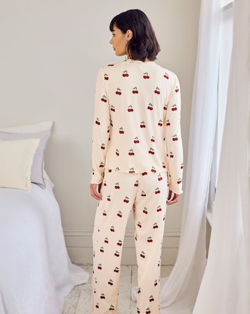 Chelsea Peers Cardigan Ribbed Long Pyjama Set Cherry Print