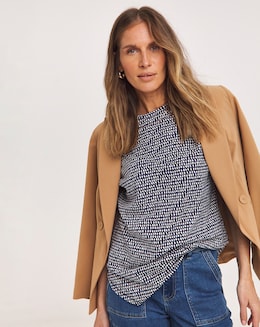 Longline Short Sleeve Curved Hem Top