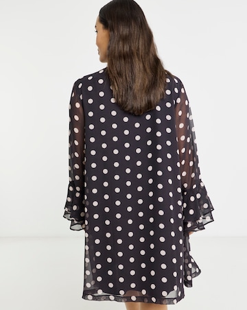 Simply Be Spot Print Swing Dress With Neck Tie Detail