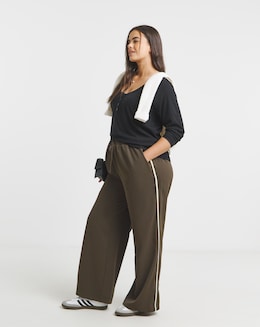 Chocolate Side Stripe Wide Leg Trousers