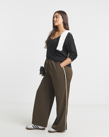 Chocolate Side Stripe Wide Leg Trousers