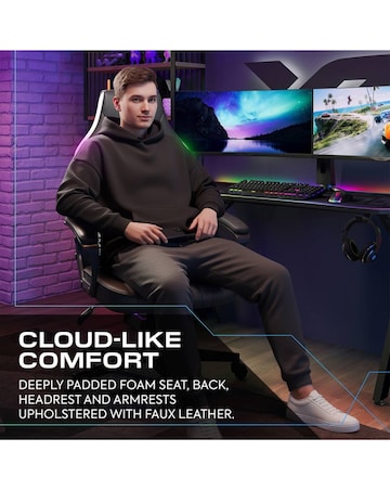 X Rocker Tempest Ergonomic PC Gaming Chair with LED Lights - RGB Black