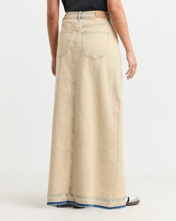 Vintage Wash Let Down Hem Maxi Skirt