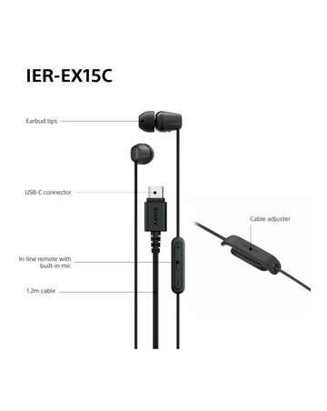 SONY IER-EX15C USB-C Wired Earphones - Black