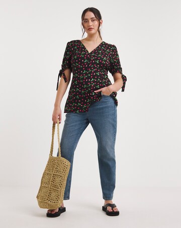 Joe Browns Tie Detail Woven Strawberry Print Top