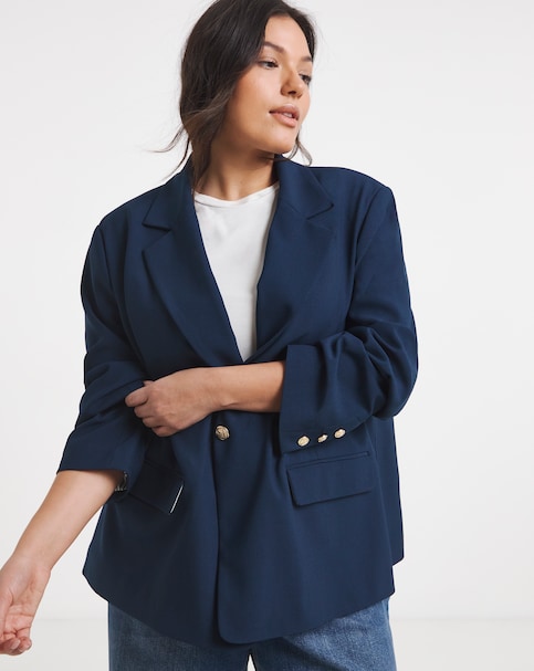 Oversized Blazer with Gold Button Detail