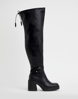 Ace Over Knee Platform Stretch Boots Extra Wide Fit (EEE) Super Curvy/Curvy Plus