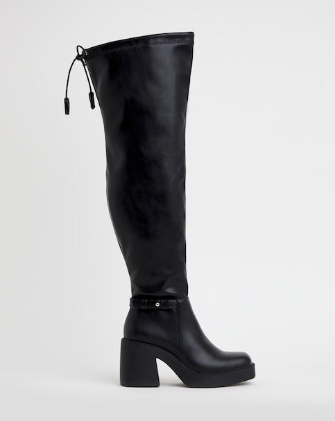 Ace Over the Knee Platform Stretch Boots - Wide Fit (E) & Super Curvy/Curvy Plus