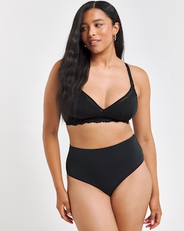 Figleaves Ella Mesh Insert Non Wired Nursing Bra (D-H) Black