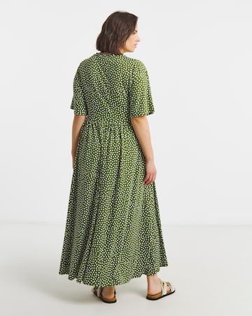 Green Spot Print Supersoft Midi Dress