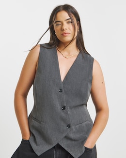 Grey Asymmetric Waistcoat