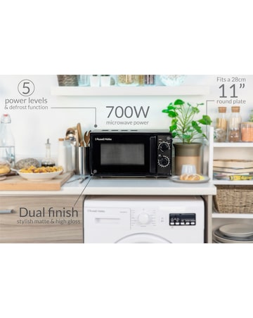 Russell Hobbs RHM1725B Textures 17L Black Compact Manual Microwave
