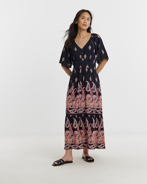Border Print Prairie Dress