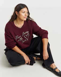 Simply Be Burgundy From Paris With Love Graphic Sweatshirt