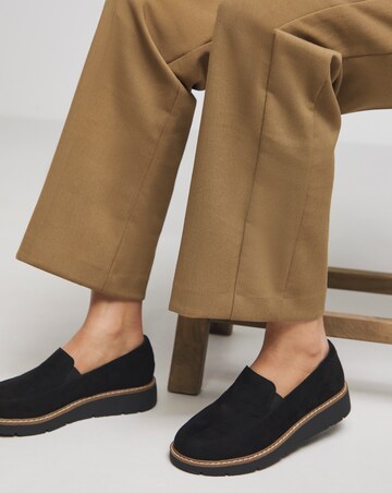 Heavenly Soles Rylee Low Wedge Slipper Cut Plain Loafer - Extra Wide Fit (EEE)