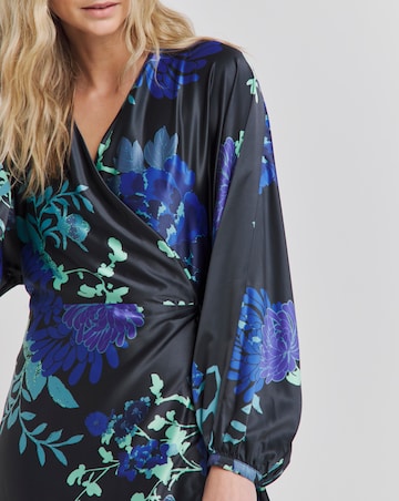 Joanna Hope Floral Satin Wrap Dress
