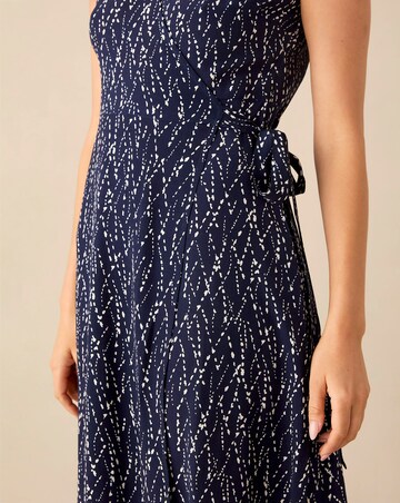 Ro&Zo Navy Dash Print Wrap Midi Dress