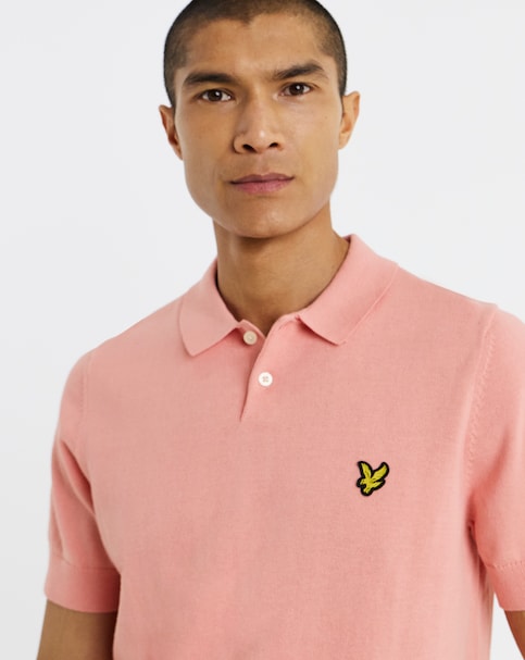 Lyle & Scott Cotton Short Sleeve Knitted Polo - Grapefruit