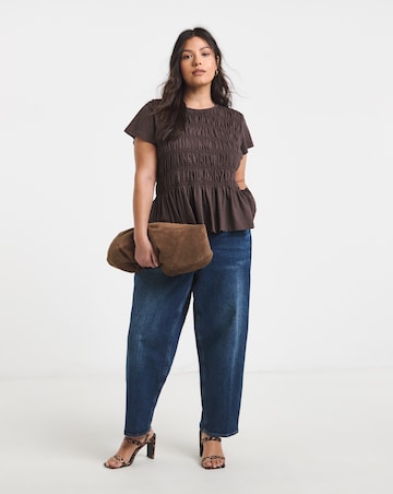 Chocolate Shirred Peplum Top