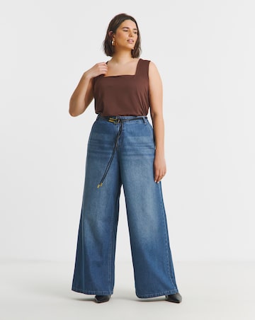 Mid Wash Lightweight Palazzo Jeans